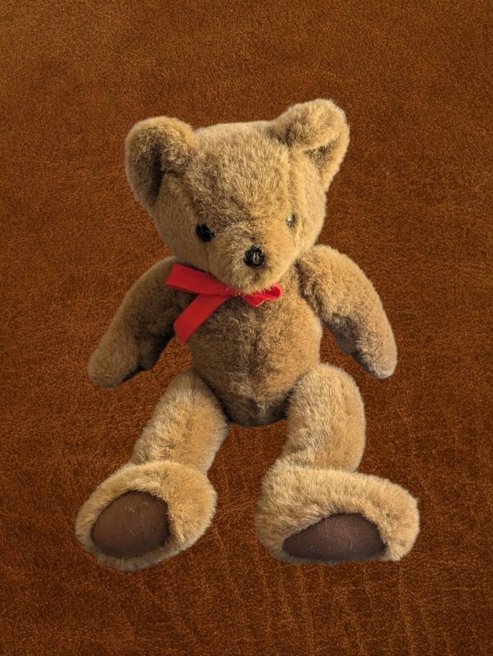Source Unknown Brown Plush Teddy Bear with Red Bow